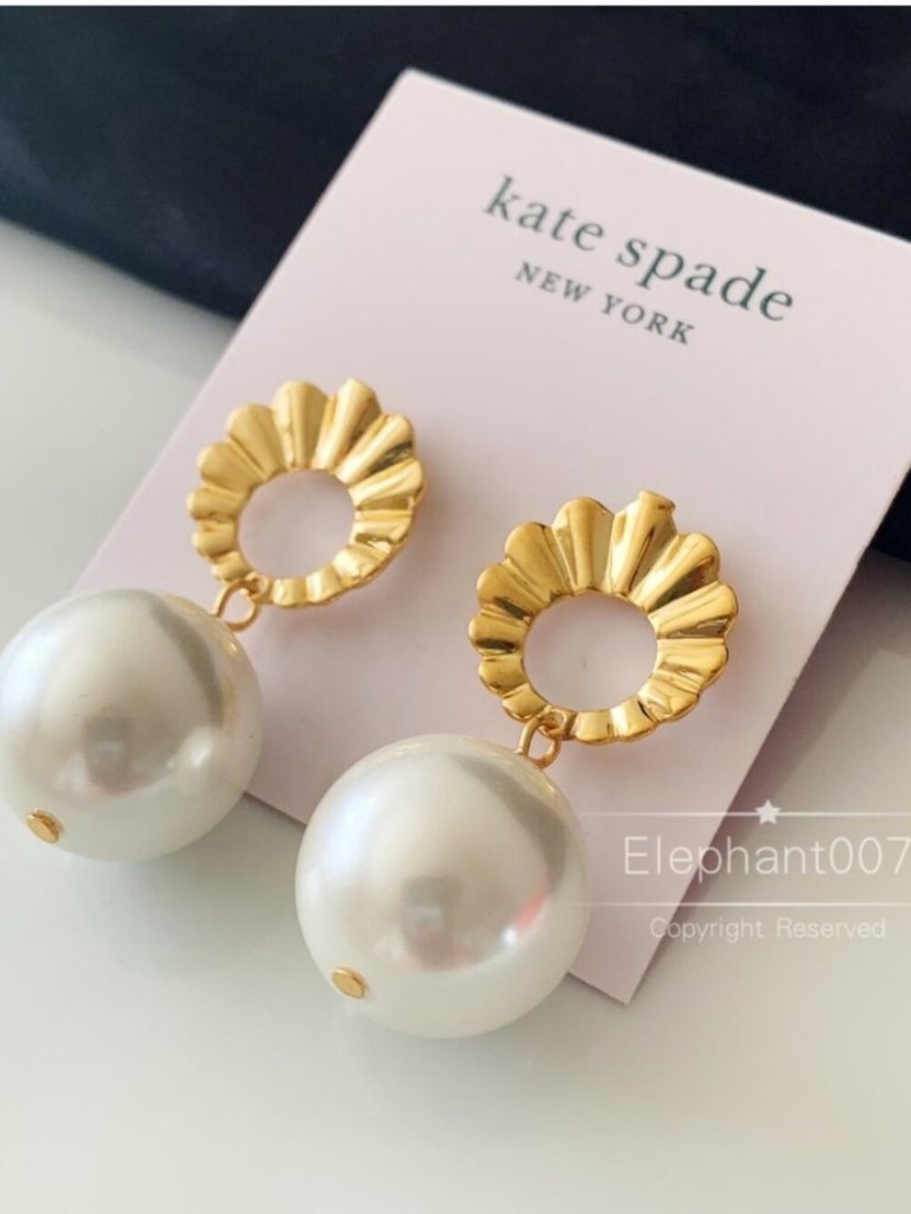 Kate Spade Gold Pearl Drop Earrings Statement Studs